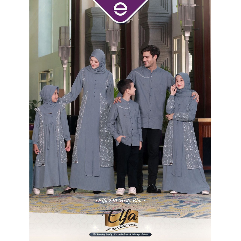 ETHICA Gamis Muslim set keluarga ELFA 240 Misty Blue