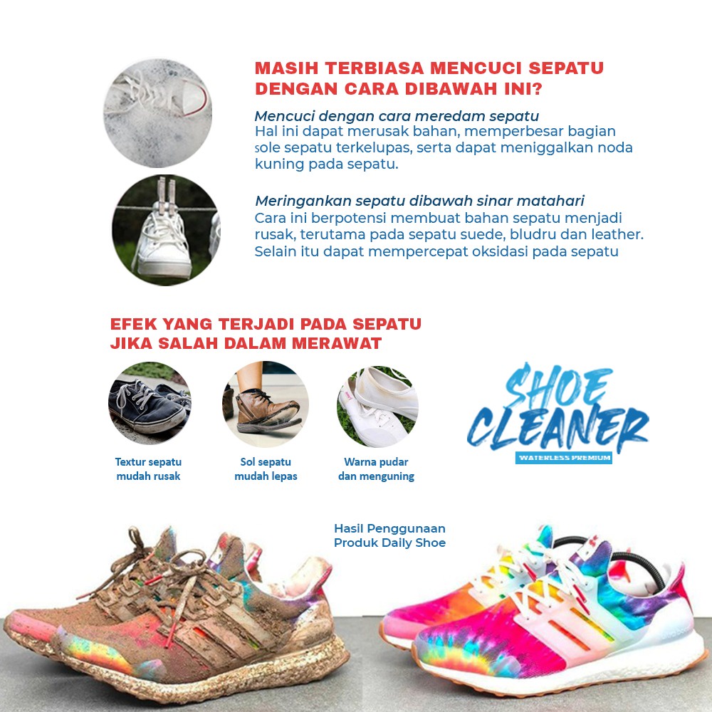 Pembersih + Pemutih Sepatu Daily Shoe Cleaner Waterless Sabun Cuci Perawatan Sepatu