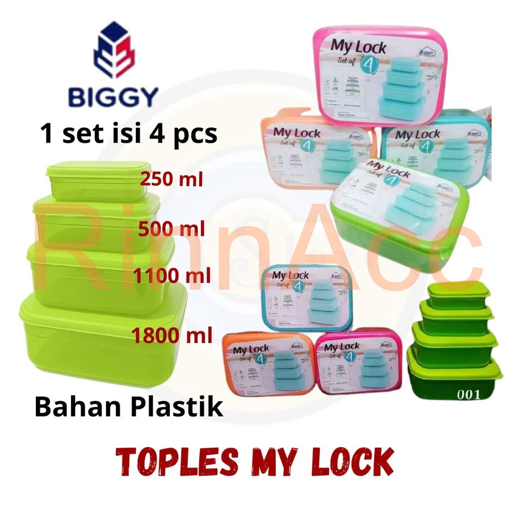 Kotak My Lock Set (8 pcs) of 4set Tebal Tempat Makanan / Tempat Bumbu / Toples Plastik / Lunch Box