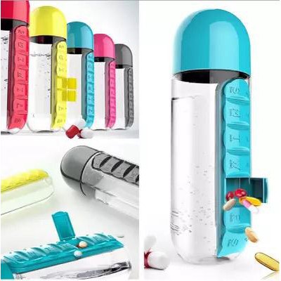 BOTOL MINUM DAN TEMPAT OBAT PILL AND VITAMIN ORGANIZER WATER BOTTLE