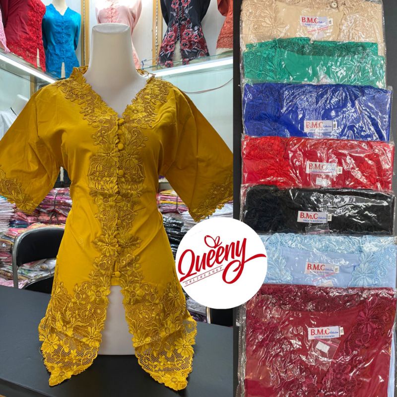 Kebaya Encim Katun Jepang Bordir Tangan Pendek / Kebaya Encim Modern