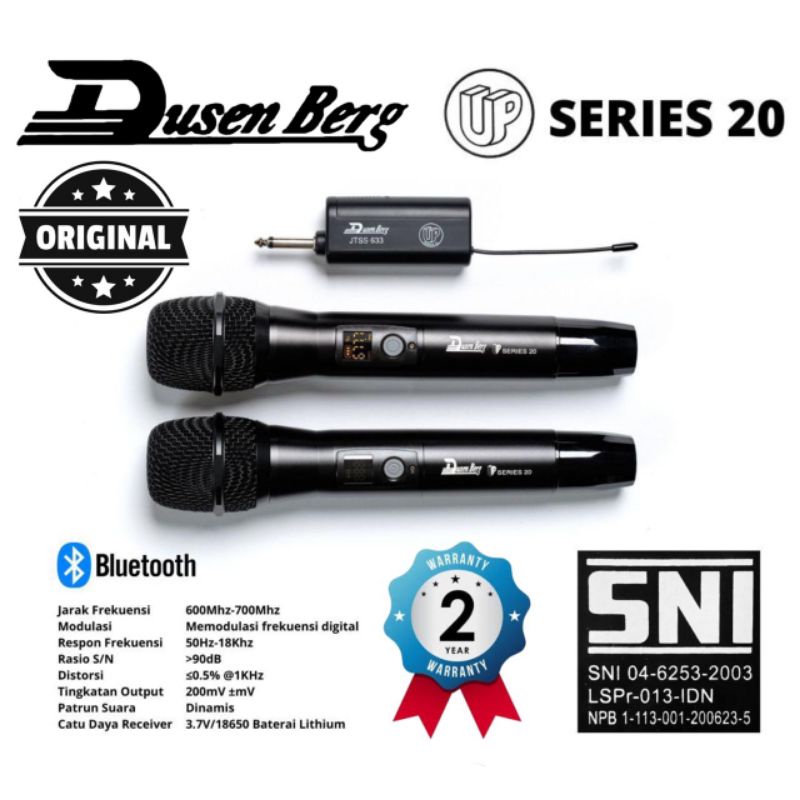 2 Mic Wireless DUSENBERG Series 20 Mic Bluetooth Bisa Charger- Garansi