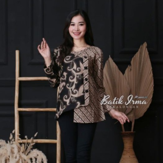 Atasan Blouse Batik Wanita Kantor Motif Kangkung BATIK IRMA