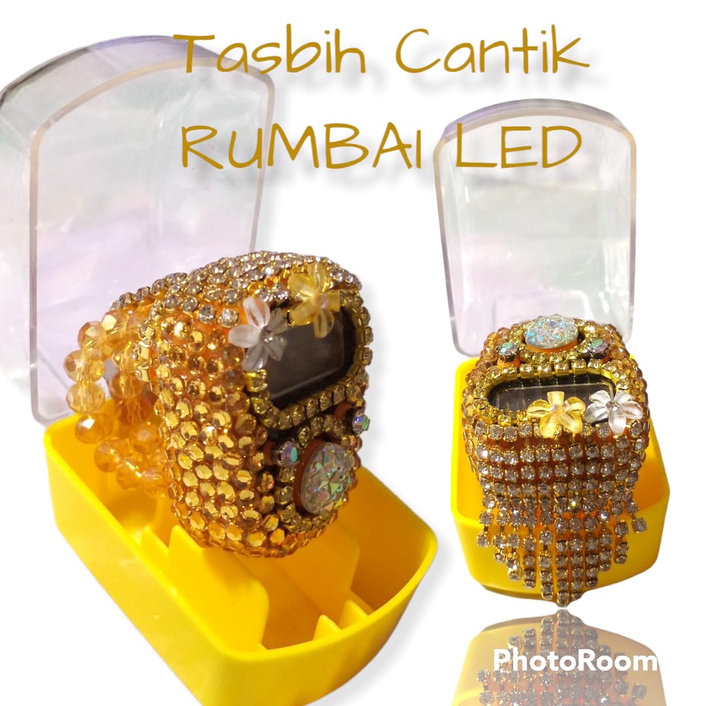 tasbih digital cantik mutiara swarovsky RUMBAI LED