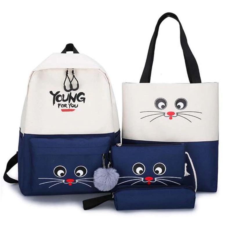 TAS RANSEL SEKOLAH JEPANG BACKPACK FASHION KOREA-CAT - NAVY