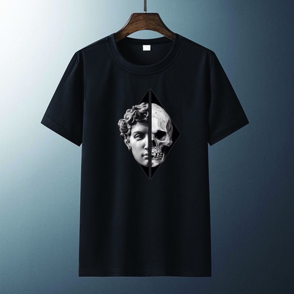 Kaos Pria distro Skull Face T-shirt atasan Pria Lengam Pendek Baju Oblong