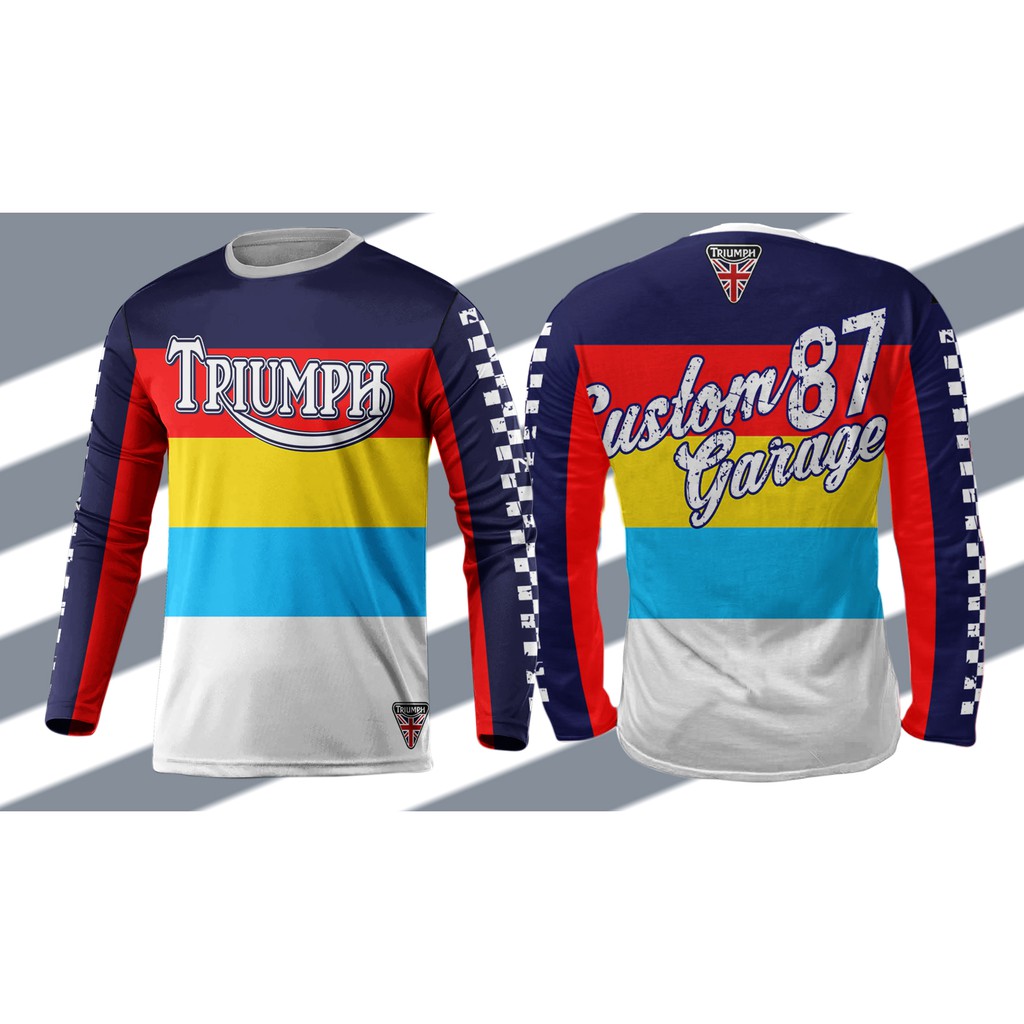 Kaos T-Shirt Jersey Vintage Motorcycle Art 5 Pria Wanita Fullprint Sublimation BISA CUSTOM