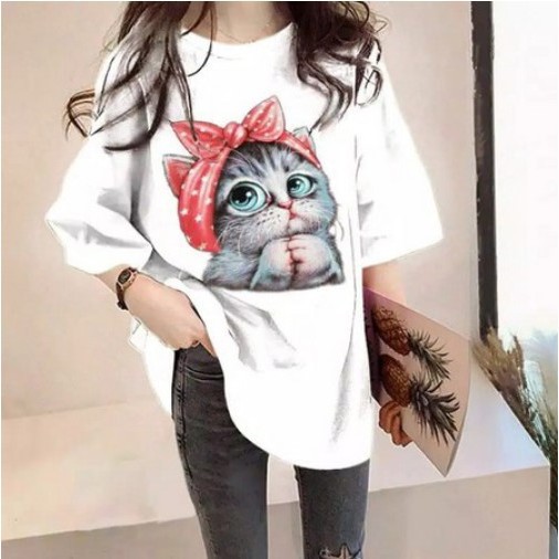 MakeGrosir - KAOS OVERSIZE CUTE CAT