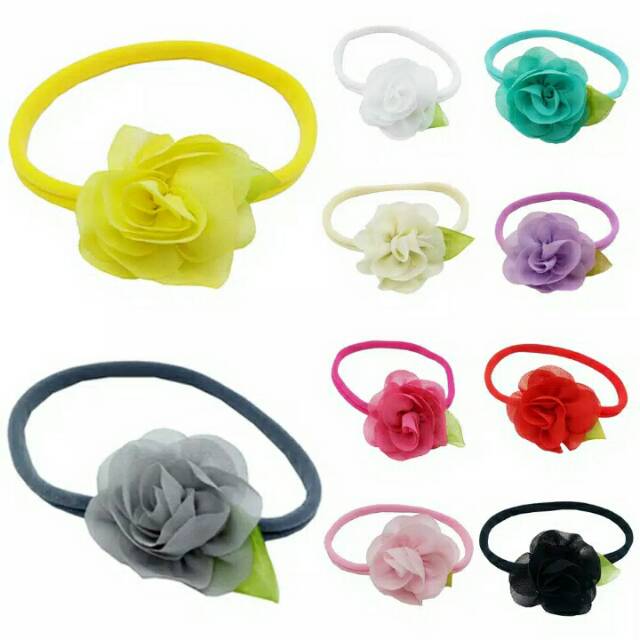 Bandana bando headband anak bayi bunga cantik simple bahan tali nylon lembut lucu murah import