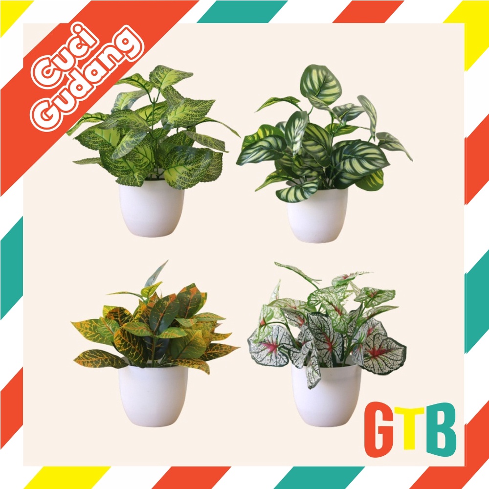 ❤️GTB❤️ Ornamen Bunga Plastik Tanaman hias Dekorasi Rumah Pajangan ARTIFICIAL Murah Impor pot bonsai R313