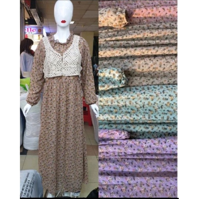 GAMIS CERUTY BUNGA / GAMIS KEMBANG CHIFFON / GAMIS VEST RAJUT LEPAS IMPORT / GAMIS TANGAN KERUT