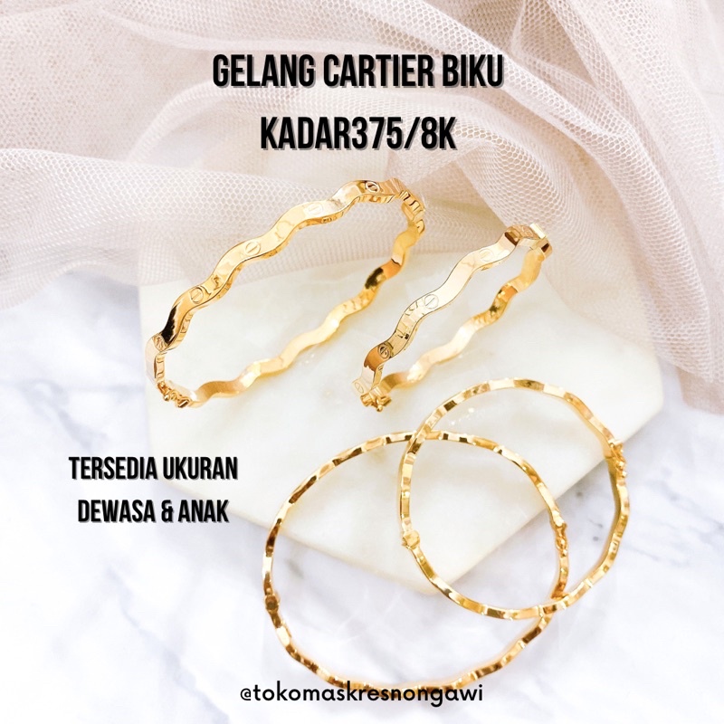 gelang emas kartir Biku dewasa atau anak kadar375/8k