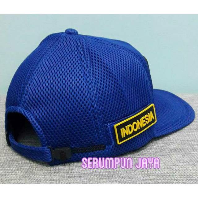 TOPI SECURITY JARING VELCRO LOGO BIRU - TOPI SECURITY 3 PATCH JARING VELCRO BIRU