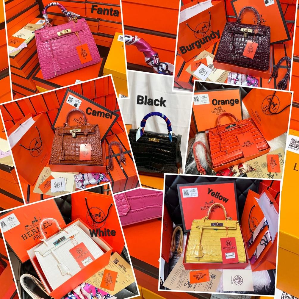 [Art. J1401Y] LIMITED EDITION TAS BRANDED HK.25 CROCO FANTA FUSCHIA FREE BOX DAN PAPERBAG KOMPLIT HA