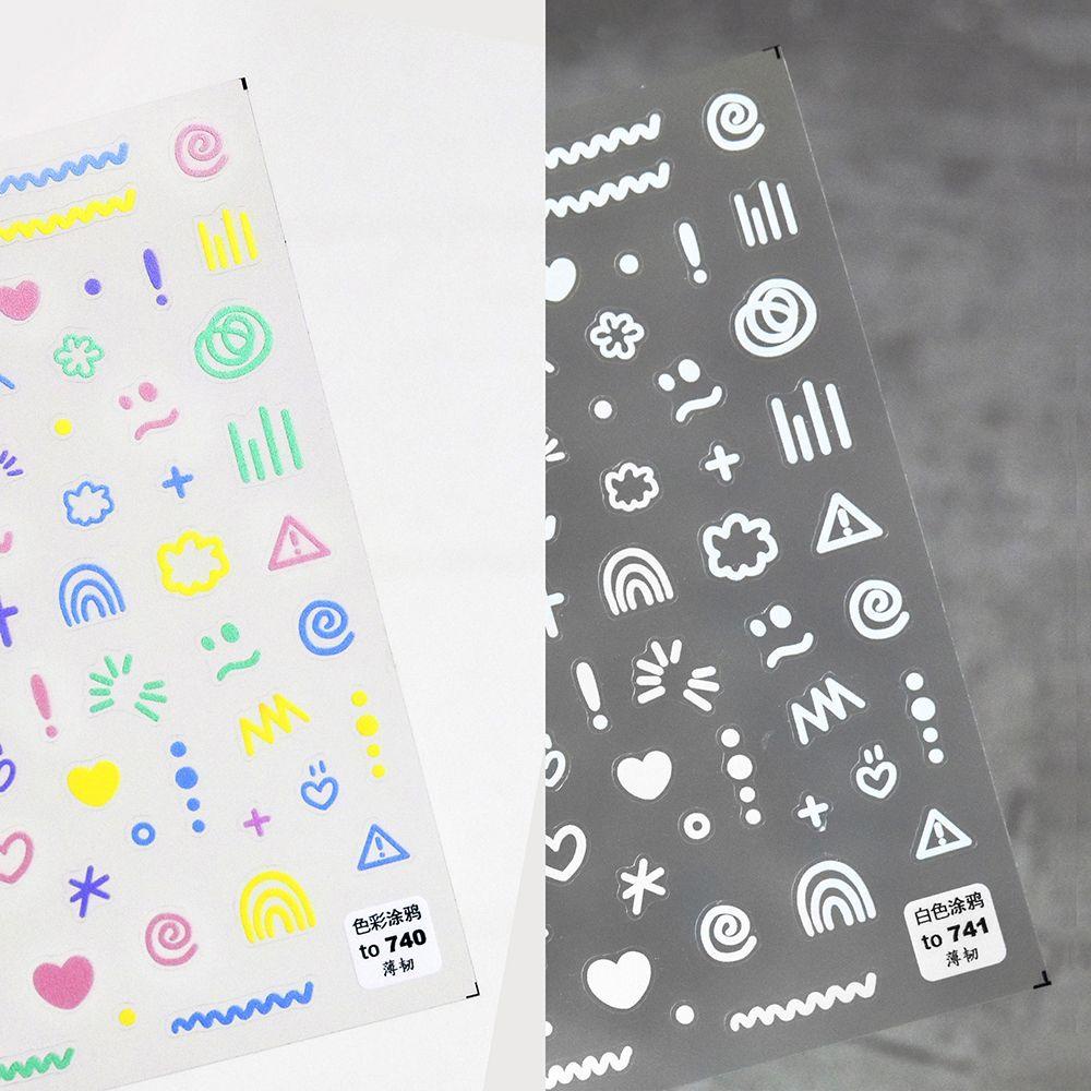 Mxbeauty Warna graffiti Nail Stiker Warna-Warni Perekat Diri Putaran DIY Nail Decals