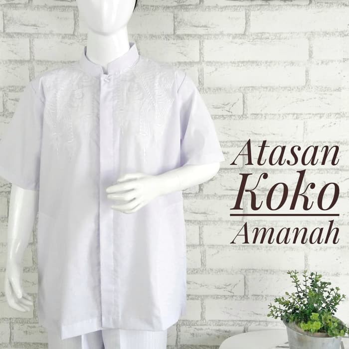 Rapi     (SD-SMA) Atasan Koko Putih Lengan Pendek Anak SD SMP SMA TC Amanah