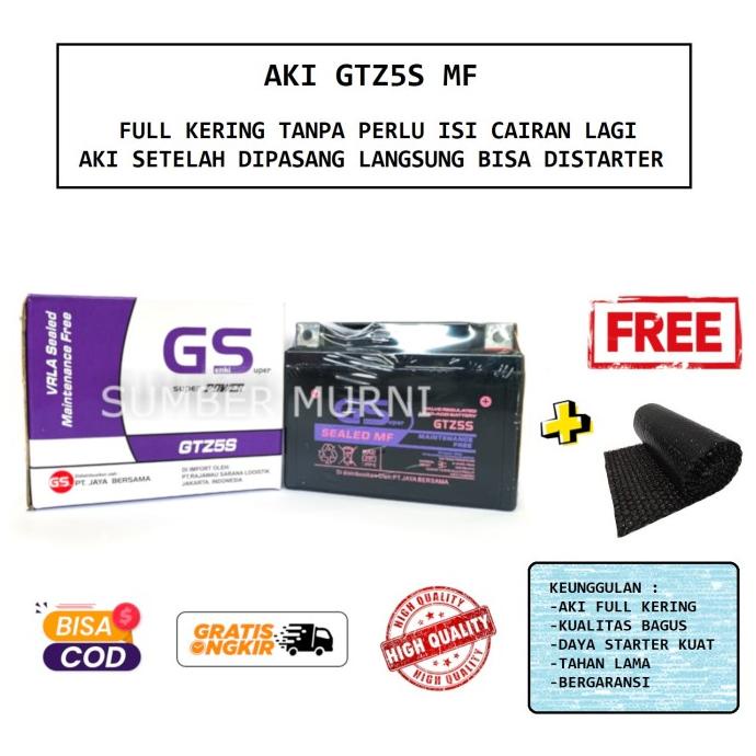 Aki Motor GS E GTZ5 Mio Soul, MioZ, Mio M3 125, Mio GT 125, Mio J