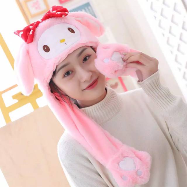 topi unicorn kuping gerak hat bunny LED MUSIC