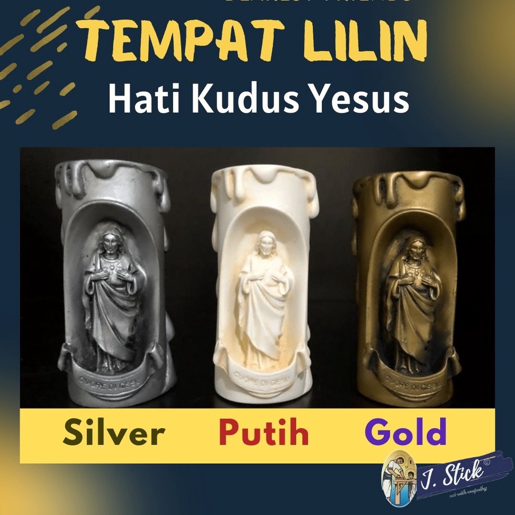 Tempat Lilin Tabung;  design Yesus / Maria / Keluarga Kudus (1pc)