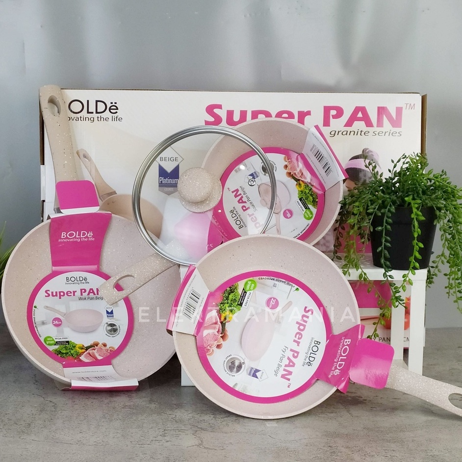 Super PAN Granite 3in1 pcs set BEIGE TEFLON Keramik Anti Lengket BOLDE