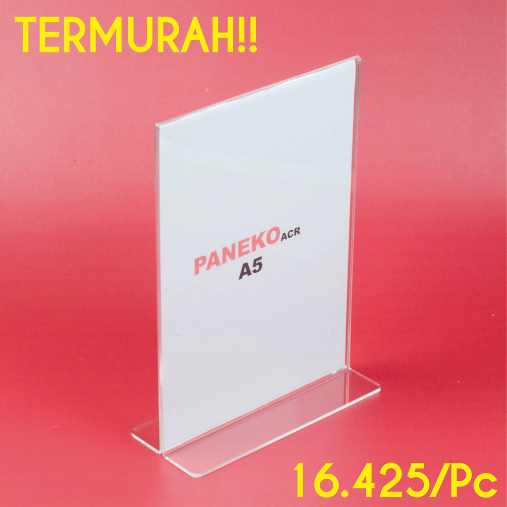 Tent Card Tegak Akrilik Acrylic Tempat Brosur 2 Muka A5 Potrait 8 Pcs