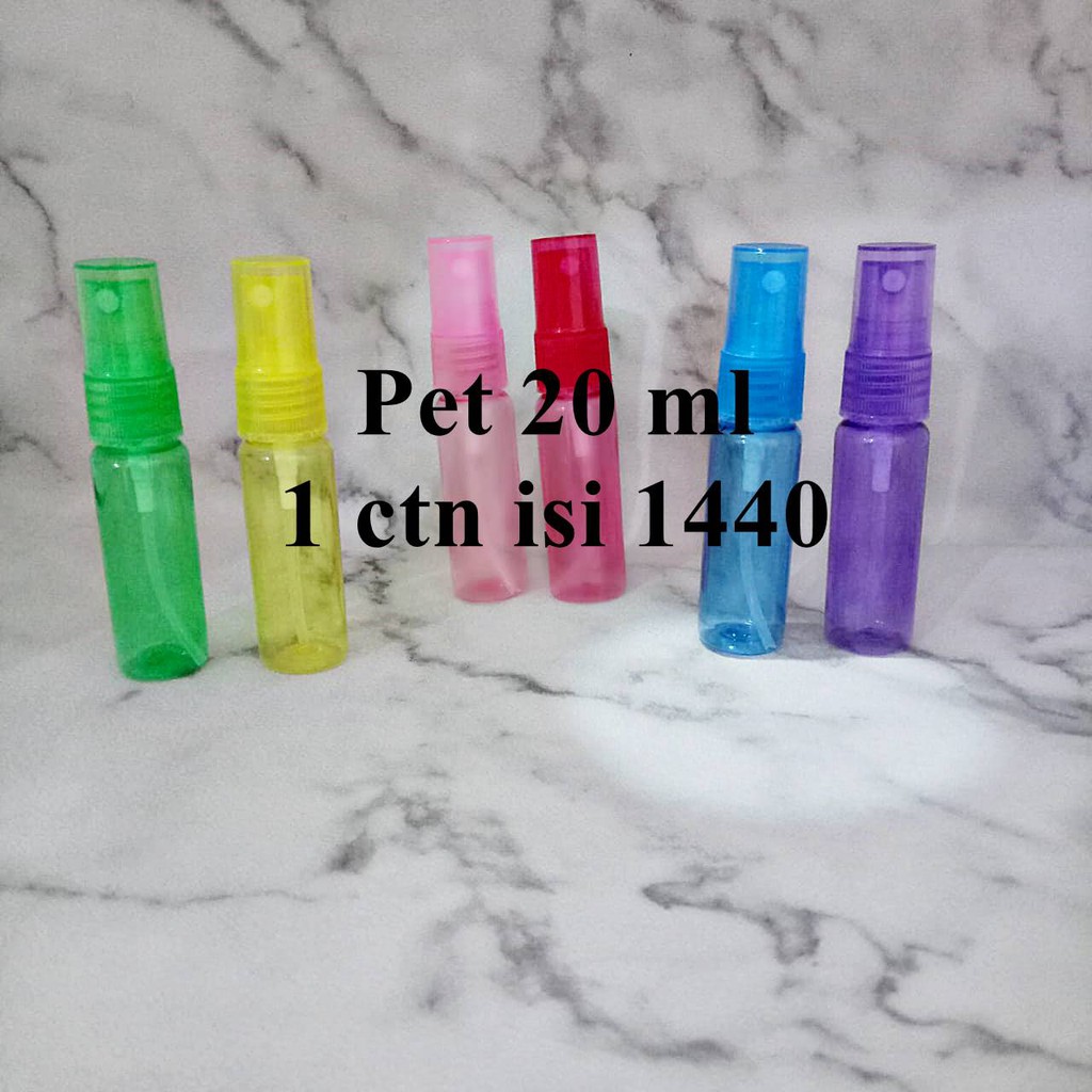 Botol Parfum kosong Pet Plastik Warna 20 ml lusinan