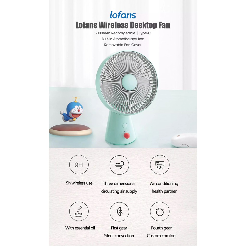 LOFANS M2 - Small Electric Fan - Kipas Meja Portabel 4 Kecepatan