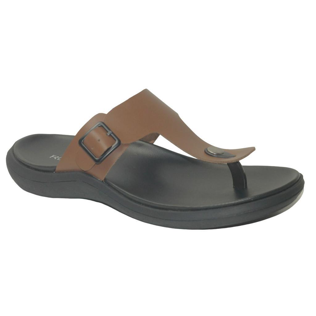 Romenaco Sandal Pria R002B - Black Dark Pearwood Upper Kulit Sapi Kolektif Asli