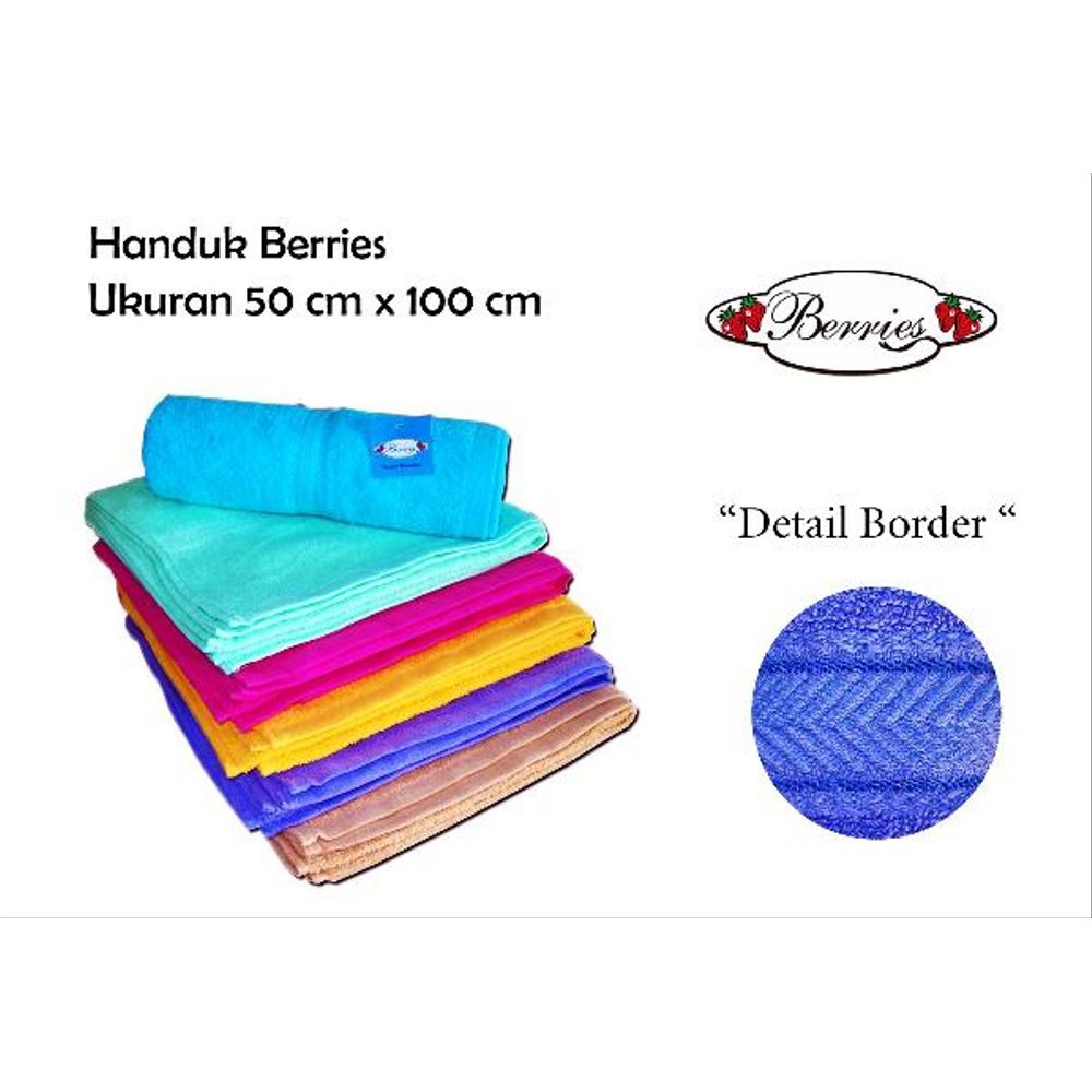 Handuk Mandi BERRIES TANGGUNG uk 50x100 cm - Bahan full katun - Meresap air - Halus dan lembut