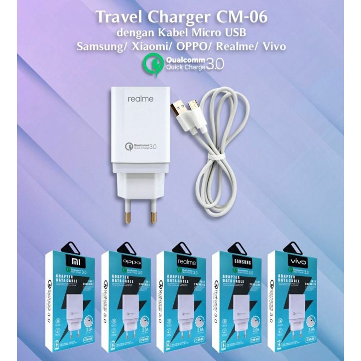 TC TRAVEL CHARGER BRAND CM-06 CUALCOMM 3.0 MICRO USB CABLE