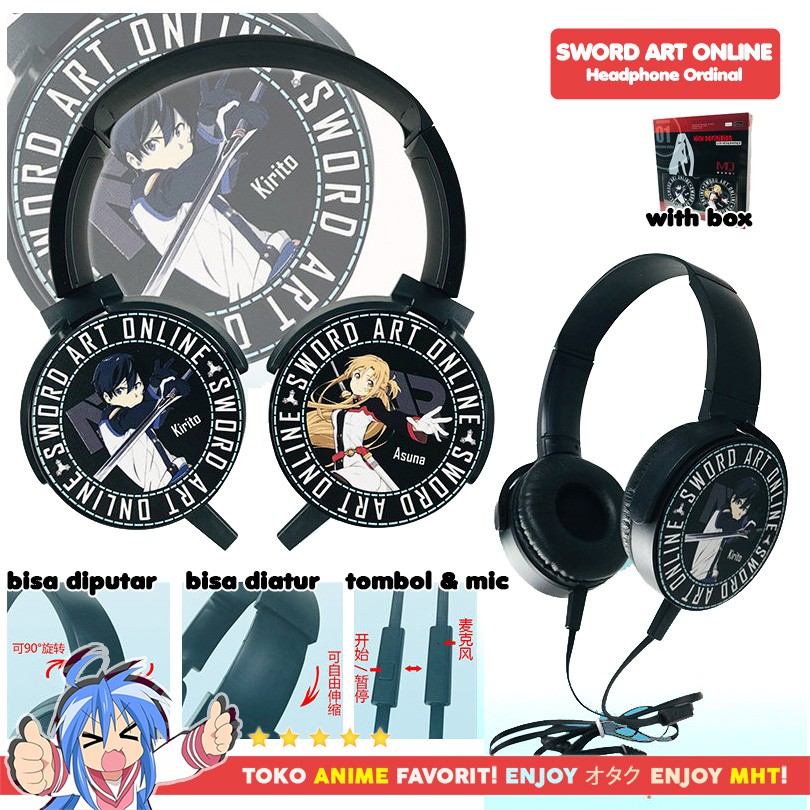 Headphone Anime SAO Sword Art Online Kirito Asuna Ordinal Scale