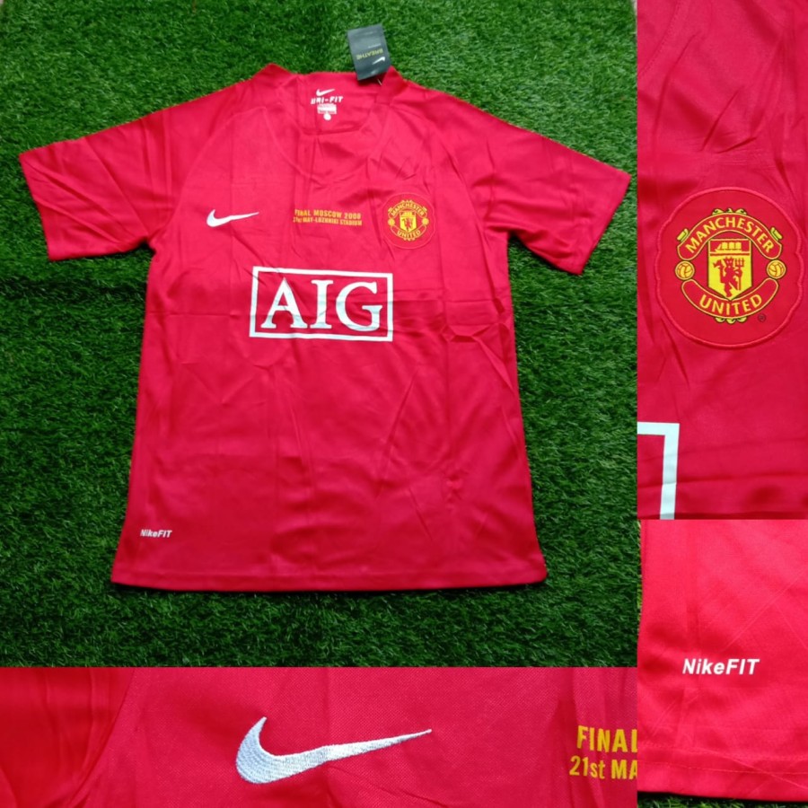 JERSEY BOLA RETRO MANCHESTER UNITED HOME FINAL MOSCOW 2008 GRADE ORI IMPORT