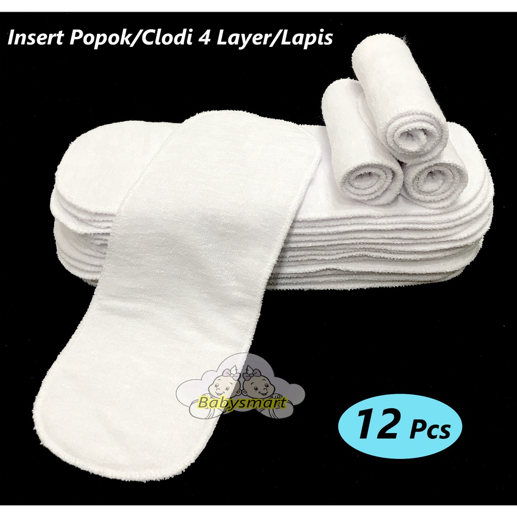 Babysmart - 12 PCS Insert Clodi / Insert Popok Bayi/Anak Bahan TEBAL 4 Layer/Lapis