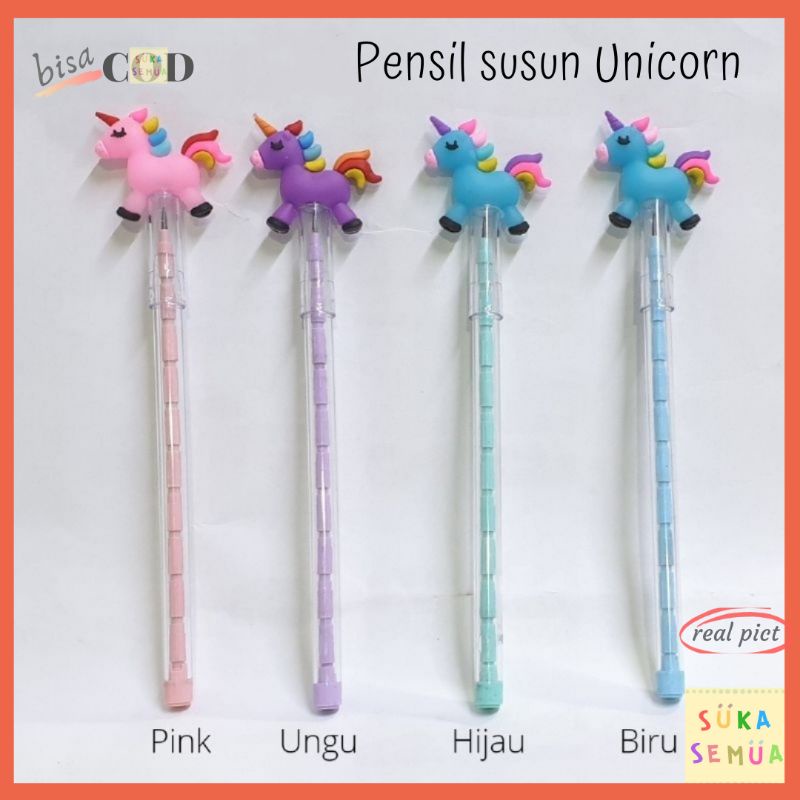 

Pensil Susun UNICORN / kuda poni // Pencil Pinsil Peluru Lantu Bensia Refill Refil Isi - Little Pony - Alat Tulis Sekolah Kado Anak Perempuan SD - Lucu Imut Murah - COD Instant GoSend SameDay Bandung