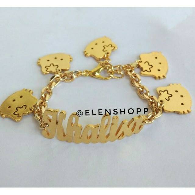 Gelang Nama Gold Kombinasi HelloKitty Uk.Standar