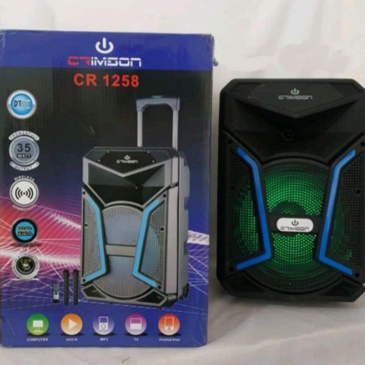 Speaker Portabel Crimson 12 Inch 2 Mic Wirelles Bluetooth USB