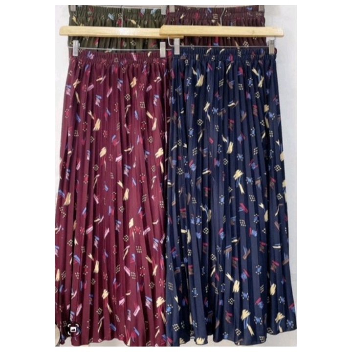 GS-ROK PLISKET DAISY PREMIUM / LILY DAILY PREMIUM /ROK PLISKET PANJANG/ROK PLISKET MOTIF BUNGA-YEJIN COKLAT