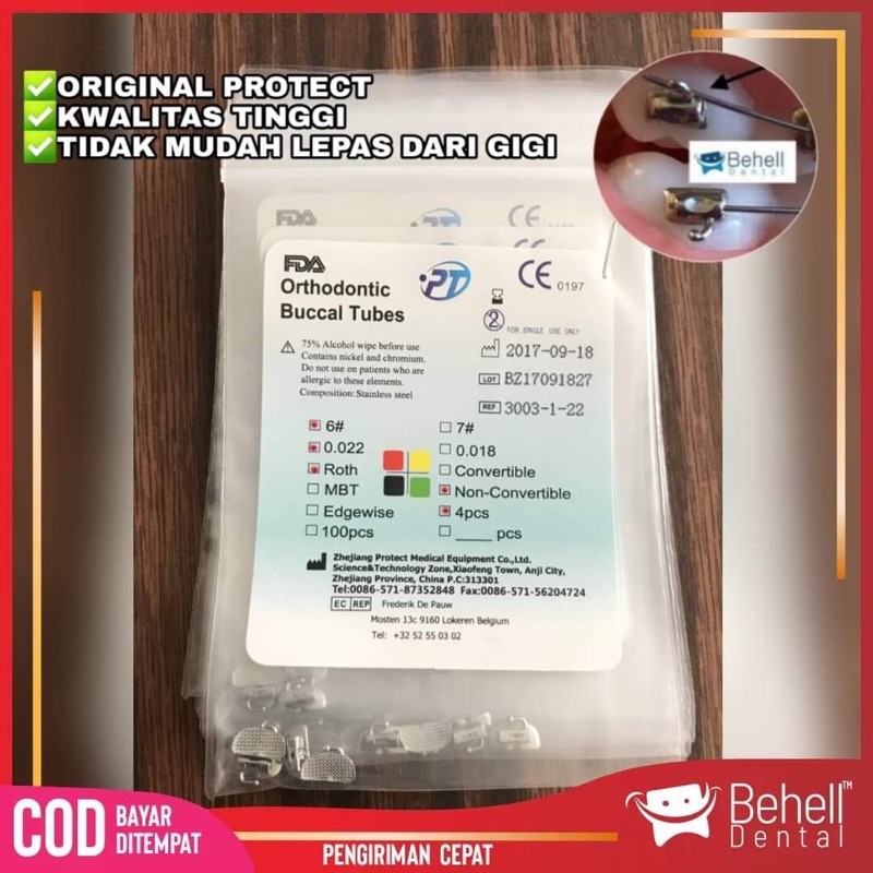 Behelldental BUCCAL TUBE ORIGINAL PROTECT FDA UNTUK PENGUNCI GIGI GERAHAM ROTH / BRACKET BEHEL BRACES ORTHO DENTAL UJUNG - Anti Karat Asli Ori