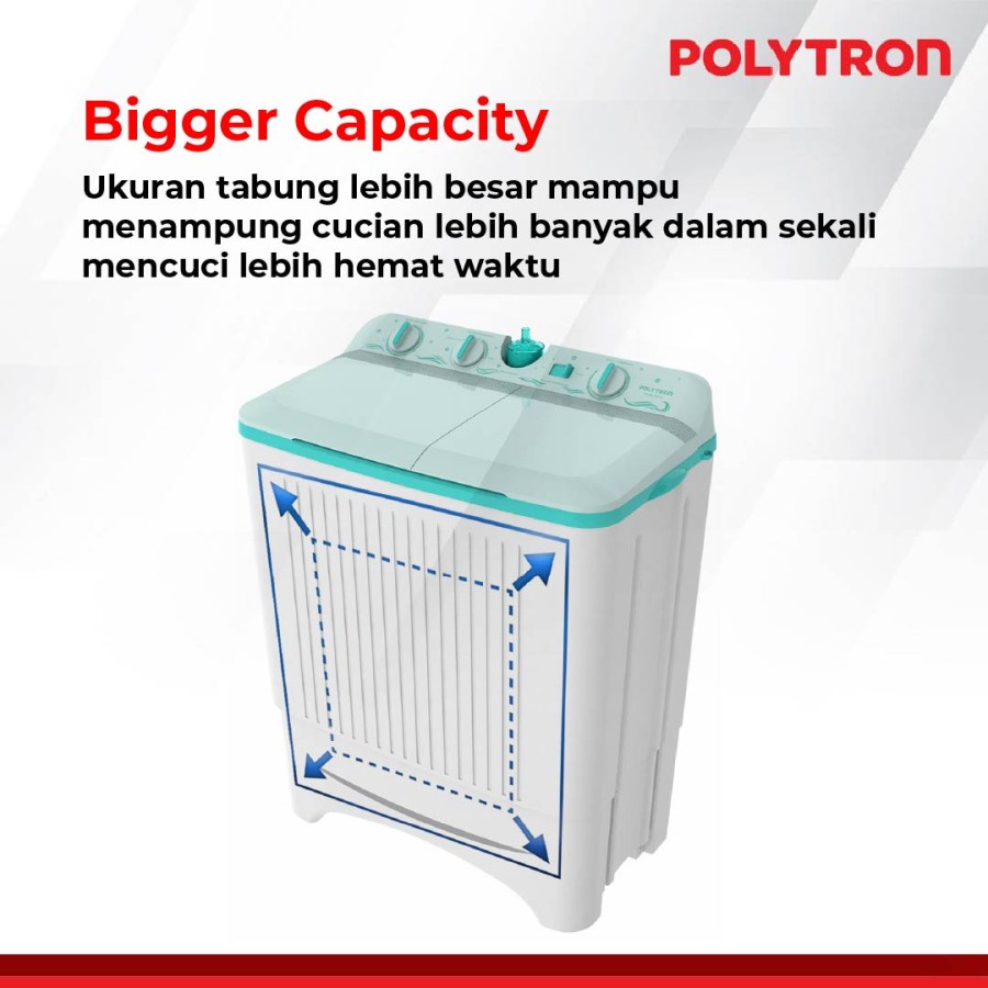 POLYTRON Mesin Cuci 2 Tabung Samba Series Hijab 10 KG PWM 1076