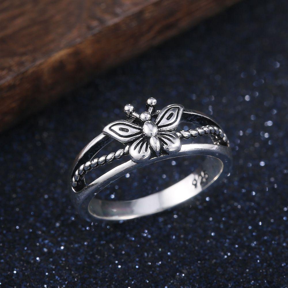 R-flower Finger Rings Band Pesta Kupu-Kupu Berongga Keluar Wanita