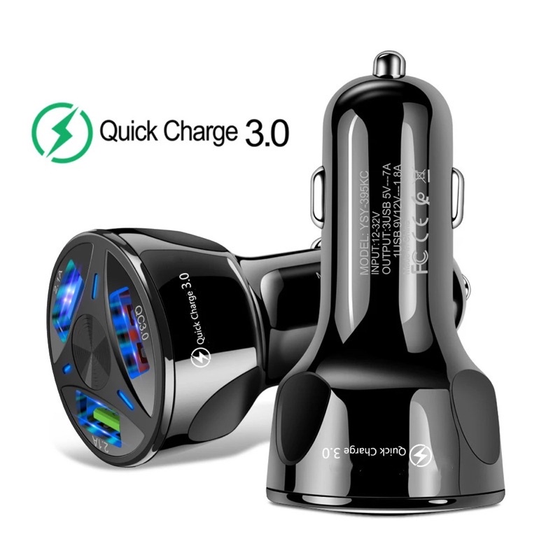 Car Charger Fast Charger 3 Port USB AN-66 QC 3.0 7A MICRO, TYPE C, LIGHTNING Output Saver Led PROMO SEN-AB