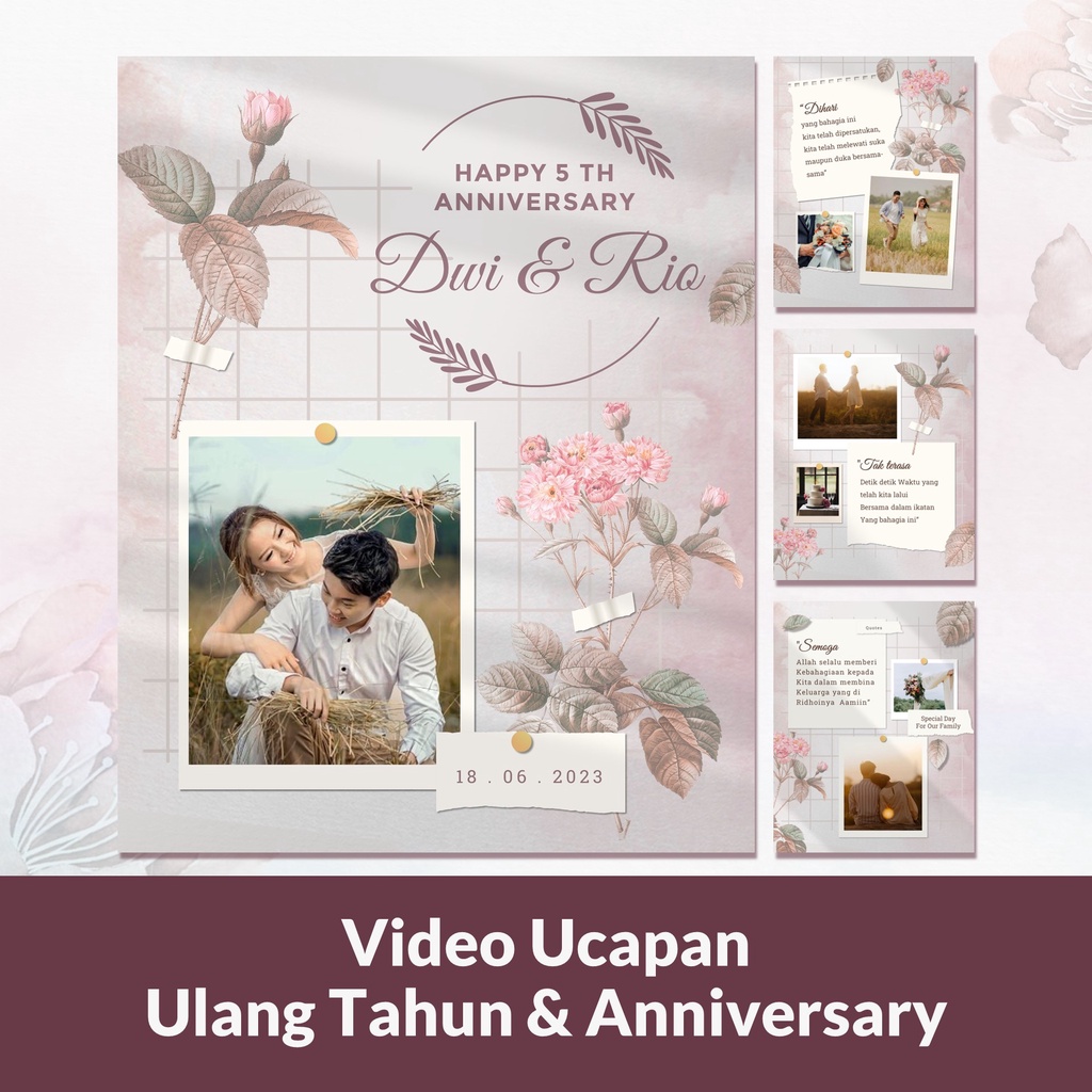 Video Ucapan Anniversary atau Ulang Tahun Premium Kekinian Template 06