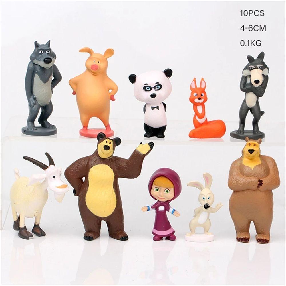 Kado Anak Agustin Masha and The Bear Mainan Anak Kado Natal Dekorasi Boneka Mainan PVC Model Angka