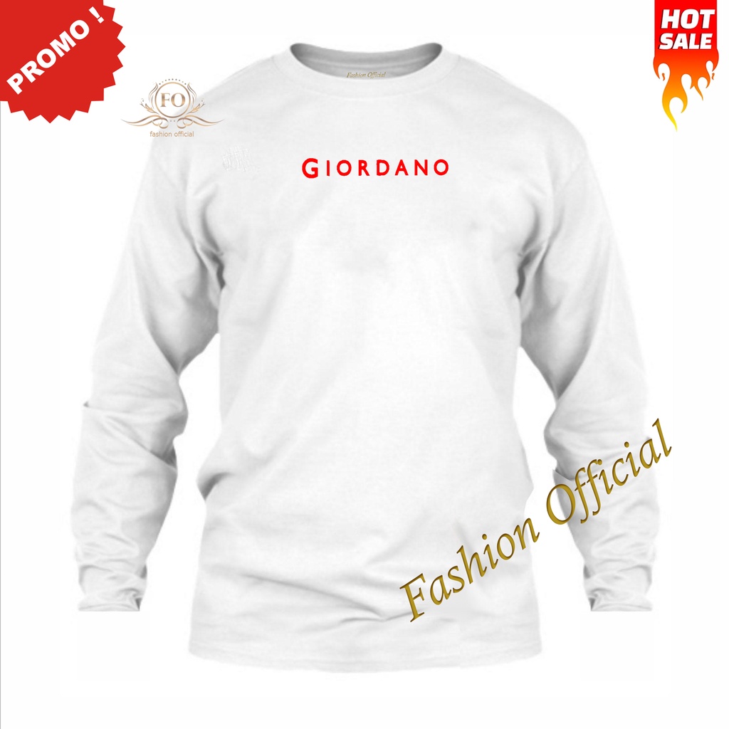 Promo Kaos Distro Giordano/ Kaos Distro Premium Giordano Lengan Panjang - Merah