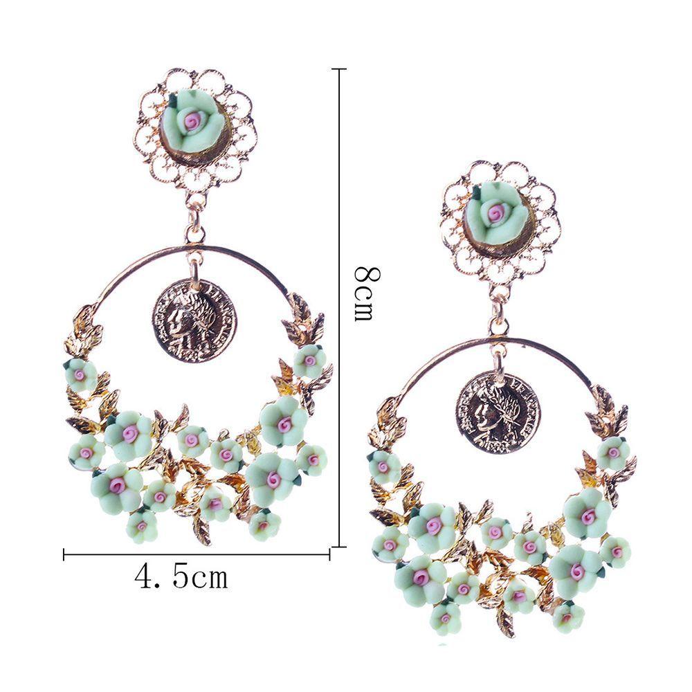 Needway Baroque Earrings Statement Earring Elegan Cantik Untuk Wanita Istana Perhiasan Kepribadian Lingkaran Cincin Retro Vintage Kristal Bunga Cabang