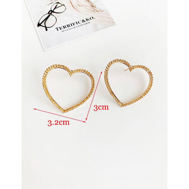 LRC Anting Tusuk Fashion Golden Alloy Love Earrings D68803