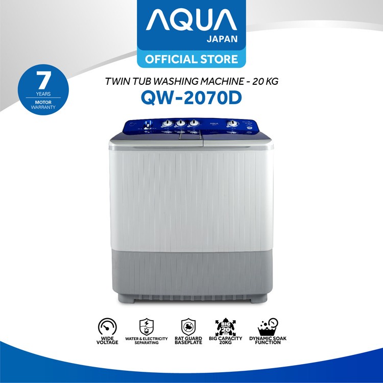 AQUA Japan Mesin Cuci 2 Tabung Twin Tub 20KG QW-2070D