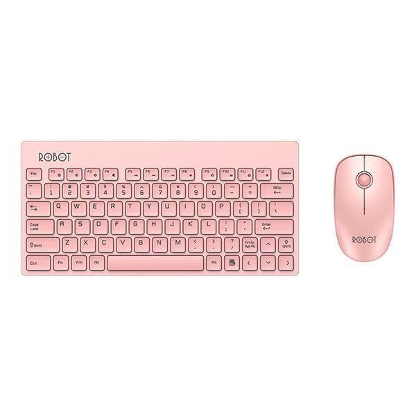 ROBOT Portable Mini Wireless Keyboard Mouse Paket KM3000 Pink Hitam