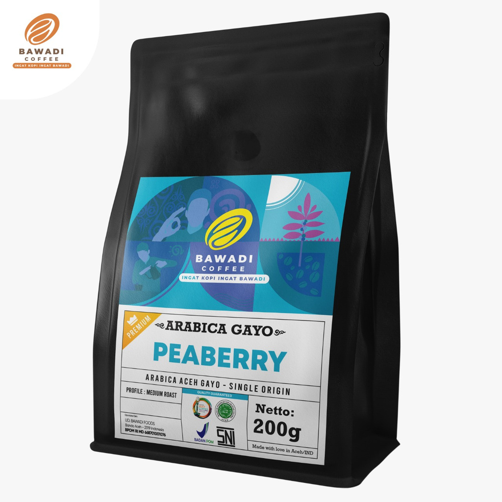 Bawadi Kopi Arabica Gayo Peaberry Powder 200g Kopi Aceh Jantan