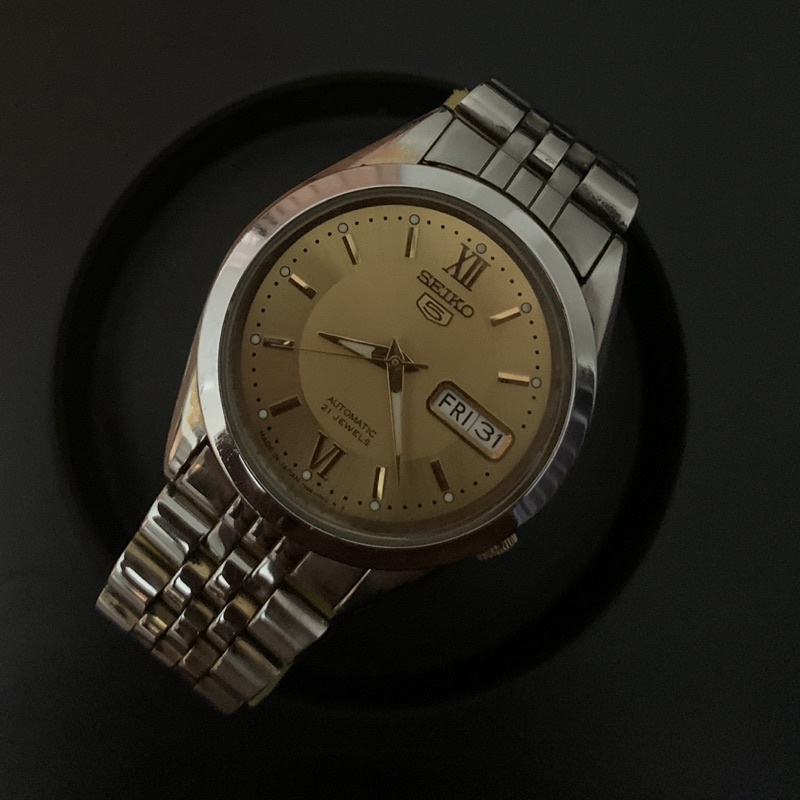 Jam Tangan SEIKO 5 Automatic Gold Original Backcase Transparan Bekas